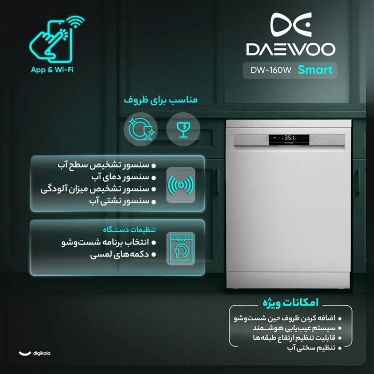 ماشین ظرفشویی 14 نفره دوو مدل DW-160